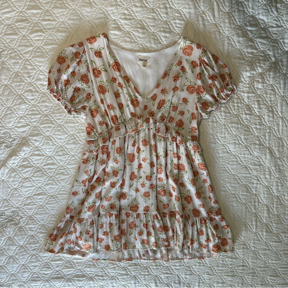 Medium Sized Peach Love California Floral Dress